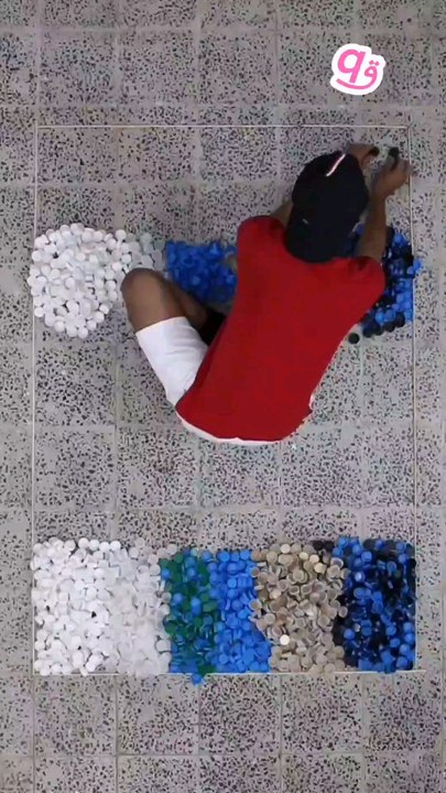 A #3d window view 🌿 made using 1,872 bottle caps ♻️