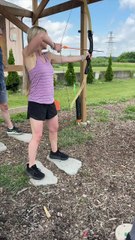 Her first time shooting a recurve bow — and she nails the bullseye! 🎯🏹