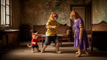 “Hard-working Mama Cat & Her Kittens: Saving Every Penny for Their Big Dream”