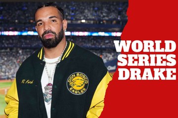 Drake stunts with a big chain at the World Series in support of Toronto Blue Jays