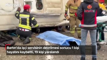 Bartın'da işçi servisi devrildi: 1 ölü, 19 yaralı