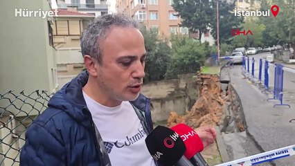 Maltepe'de istinat duvarının park halindeki 3 aracın üzerine çöktüğü anlar kamerada!