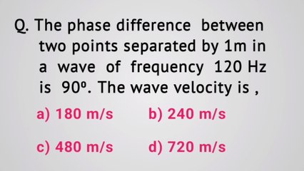 The phase difference between two points separated by 1m in a wave of frequency 120 Hz is 90 degree. The wave velocity is