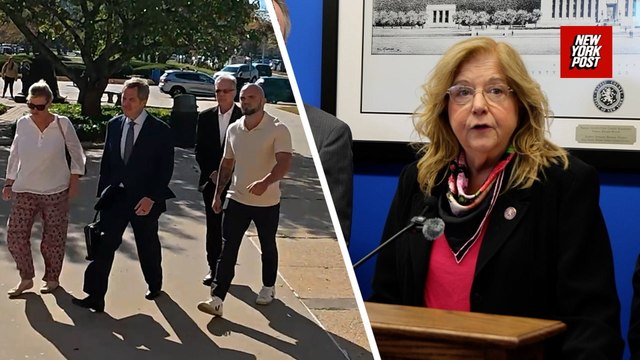 Ex-NYS Trooper Thomas Mascia arrives at court as Nassau Co. DA Anne Donnelly comments on his sentencing