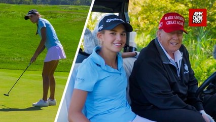 Watch granddaughter Kai play golf with 'grandpa' Trump in rare glimpse of President's family