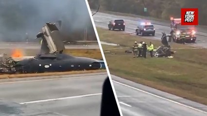 Two killed after small plane crashes onto Massachusetts I-95