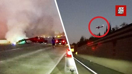 Shocking new footage shows medical helicopter crashing onto Sacramento highway