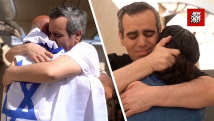 Emotional moment Israeli hostage Omri Miran reunites with wife and dad
