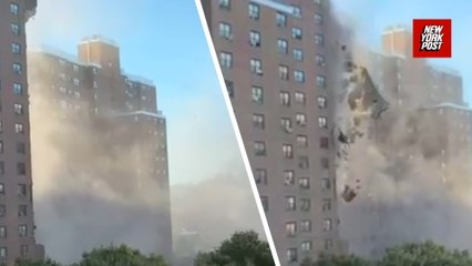 Part of building falls moments after gas explosion of Bronx building
