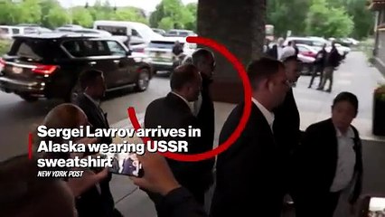 Sergei Lavrov arrives in Alaska wearing USSR sweatshirt