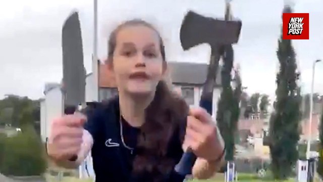 Scottish girl flashes knife and axe in viral video: Here's the real story