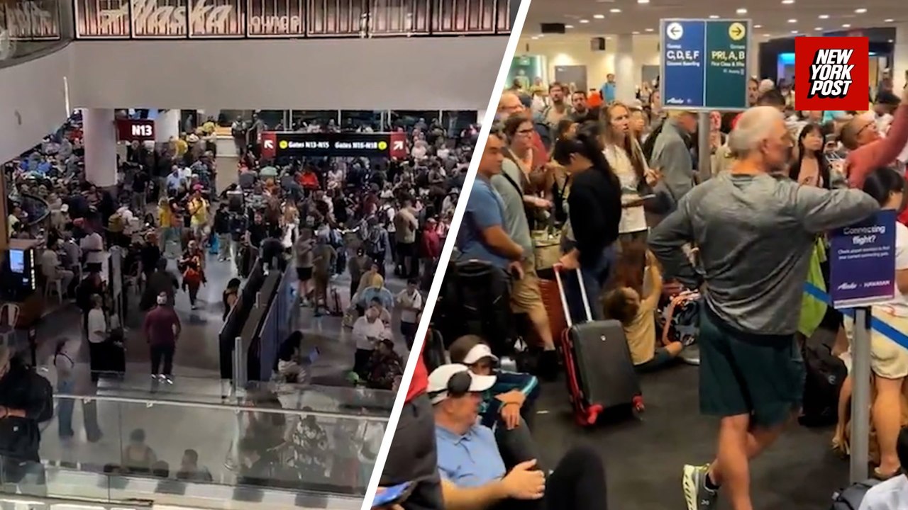 Chaos at Seattle Airport as Alaska Airlines gro...