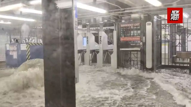NYC commuters trapped as floodwater engulfs subways, seeping under doors