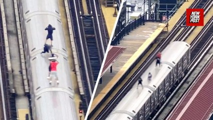NYPD drone catches four youths subway surfing in the Bronx