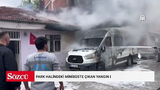 Park halindeki minibüste çıkan yangın ev ve iş yerine sıçradı