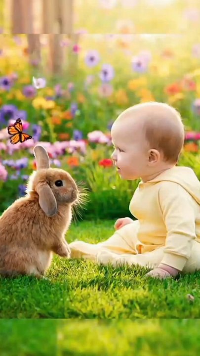 Baby Copies Bunny Nose Wiggle 🐰💛 | Cutest Garden Moment Ever!”#BabyAndBunny #CuteMoments #AdorableDuo #Wholesome #PureJoy #FunnyBaby #CuteAnimals #ViralShorts #Heartwarming #NatureLove #TooCute #BabyLove #BunnyVibes