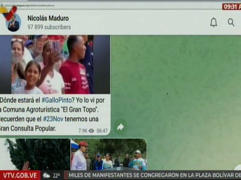 Presidente Maduro: Recuerden que el 23 de noviembre tendremos una Gran Consulta Popular