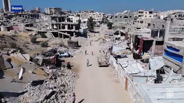 İsrail'in Gazze'nin Batn es-Semin Mahallesi'nde bıraktığı yıkım havadan görüntülendi