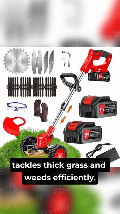 🌿 Cordless Electric Grass Cutter 🌱 Adjustable & Portable Lawn Trimmer | Rechargeable Garden Tool ⚡