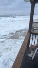 Hurricane Erin pounds Outer Banks shoreline