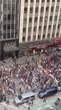 Massive crowd of Pro-Palestine activists march down 6th Ave amid Netanyahu's visit to UN