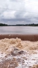 Aerial footage shows dramatic rise in river before Texas floods