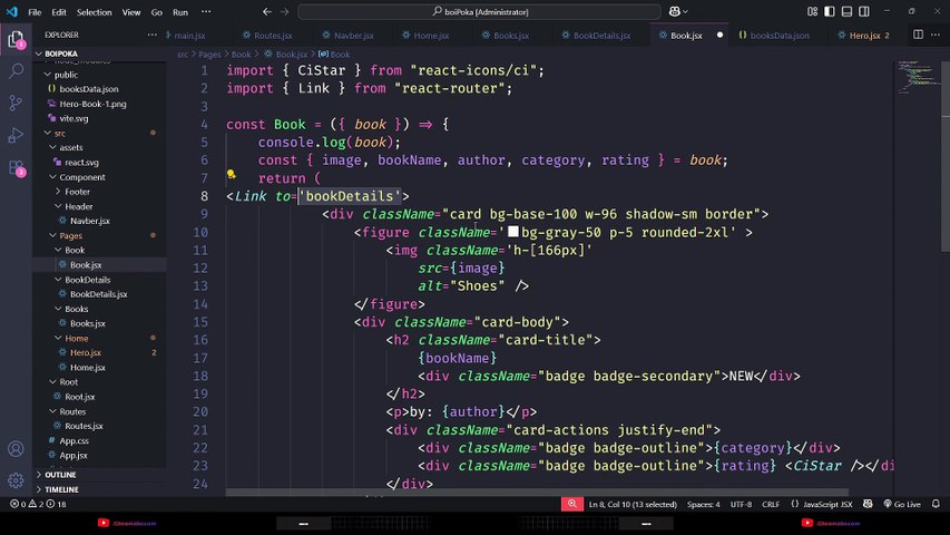 Part - 5: Showing Book Details using React Router | React Project Tutorial in Bangla