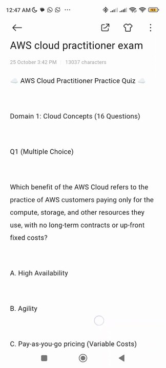 AWS Cloud Practioner Question 1 to 3