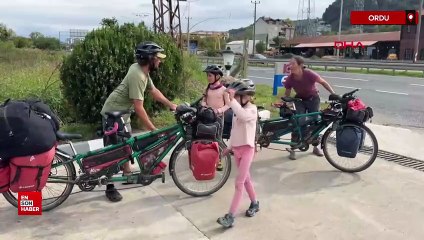 Dünyayı bisikletle gezen Kanadalı aile Türkiye’de: Ordu’dan Samsun’a yolculuk