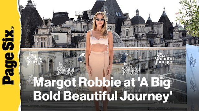 Margot Robbie wears vintage nude bra and skirt set for 'A Big Bold Beautiful Journey' photo call in London