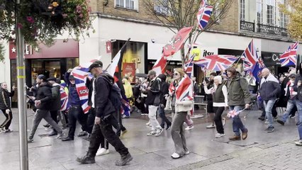 During the British Unity March in Exeter High Street, video Alan Quick IMG_6401