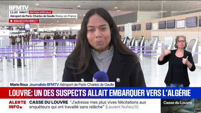 Cambriolage au Louvre: un des suspects arrêté samedi soir à l'aéroport Roissy-Charles-de-Gaulle alors qu'il tentait d'embarquer pour un vol en direction de l'Algérie