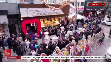 Kocaeli'de kuyumcu açılışında altın ve saat hediye edilmesi yoğunluğa neden oldu