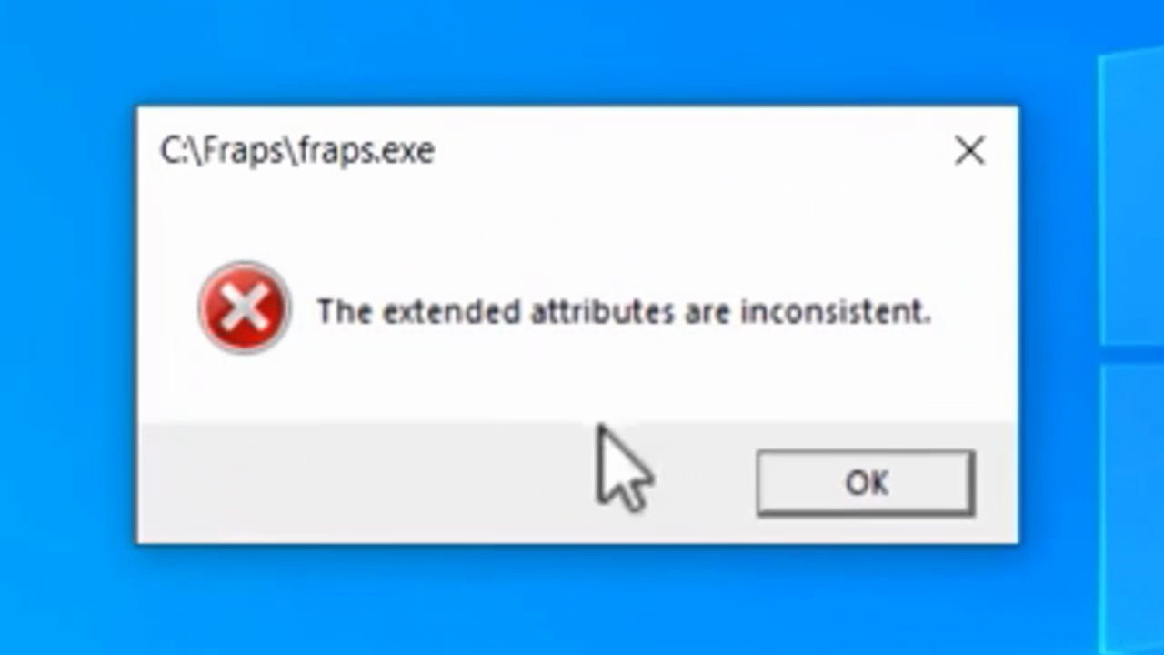 the extended attributes are inconsistent windows 10/11 fix