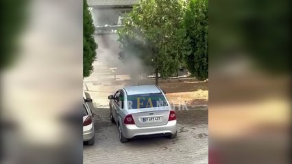 Şanlıurfa’da Site Bahçesindeki Araç Alev Alev Yandı: O Anlar Saniye Saniye Kamerada