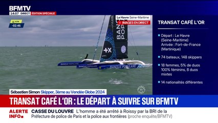Transat Café L'Or: "C'est sur qu'il y a un risque surtout sur ces petits bateaux de 50 pieds qui se retournent assez facilement", confie Sébastien Simon au sujet des conditions météorologiques