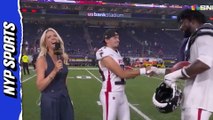 Falcons Kicker Parker Romo meets teammate Leonard Floyd for first time in funny post-game interview