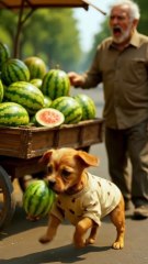 The poor puppy didn't have watermelon so, his rich friends making fun of him