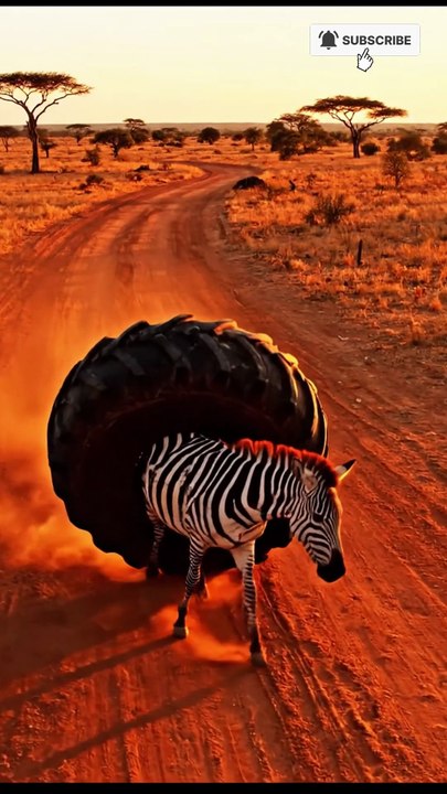 zebra neck is stucinkg in tire