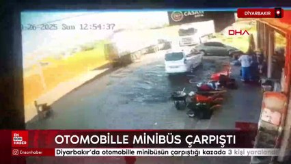 Diyarbakır’da otomobille minibüsün çarpıştığı kazada 3 kişi yaralandı