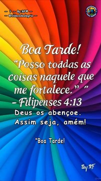Boa Tarde!– Filipenses 4:13 — ✝ — #Jovenspregadores #espiritualidade #Deus #motivacao #religiao #Fé #AmorDeCristo #Gratidão #viral #instavideo #trending #dicas #entretenimento — @videosdealegria — By:RF