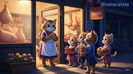 Kitten Works at Chicken Shop to Help Mama Cat: Heartwarming