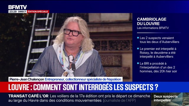 Casse au Louvre: Pierre-Jean Chalençon, collectionneur spécialiste de Napoléon, estime que les cambrioleurs ne pourront rien faire avec les bijoux volés
