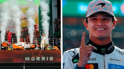 Lando Norris sube al podio tras conseguir la victoria en el GP de México