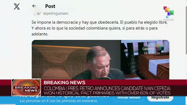 Breaking News | Pres. Petro announces candidate Ivan Cepeda won Historical Pact Primaries