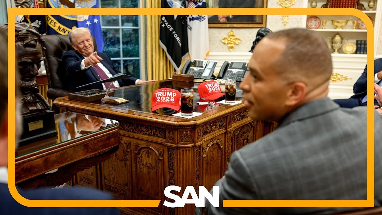 Trump posts picture with ‘TRUMP 2028’ hats from meeting with top Democrats