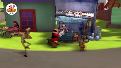 Motu Patlu Hanging From A Flying Car