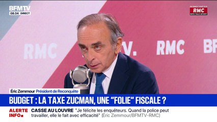 Taxe Zucman: "En France, nous sommes un enfer fiscal", estime Éric Zemmour (Reconquête)