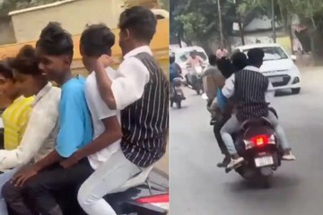 पांच नाबालिक एक्टिवा में सवार होकर रीलबाजी करते हुए नजर आए