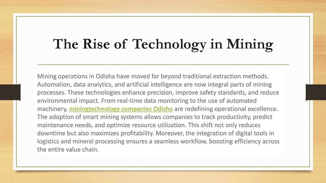 Harnessing Innovation: How Odisha’s Mining Technology Companies Are Setting New Standards